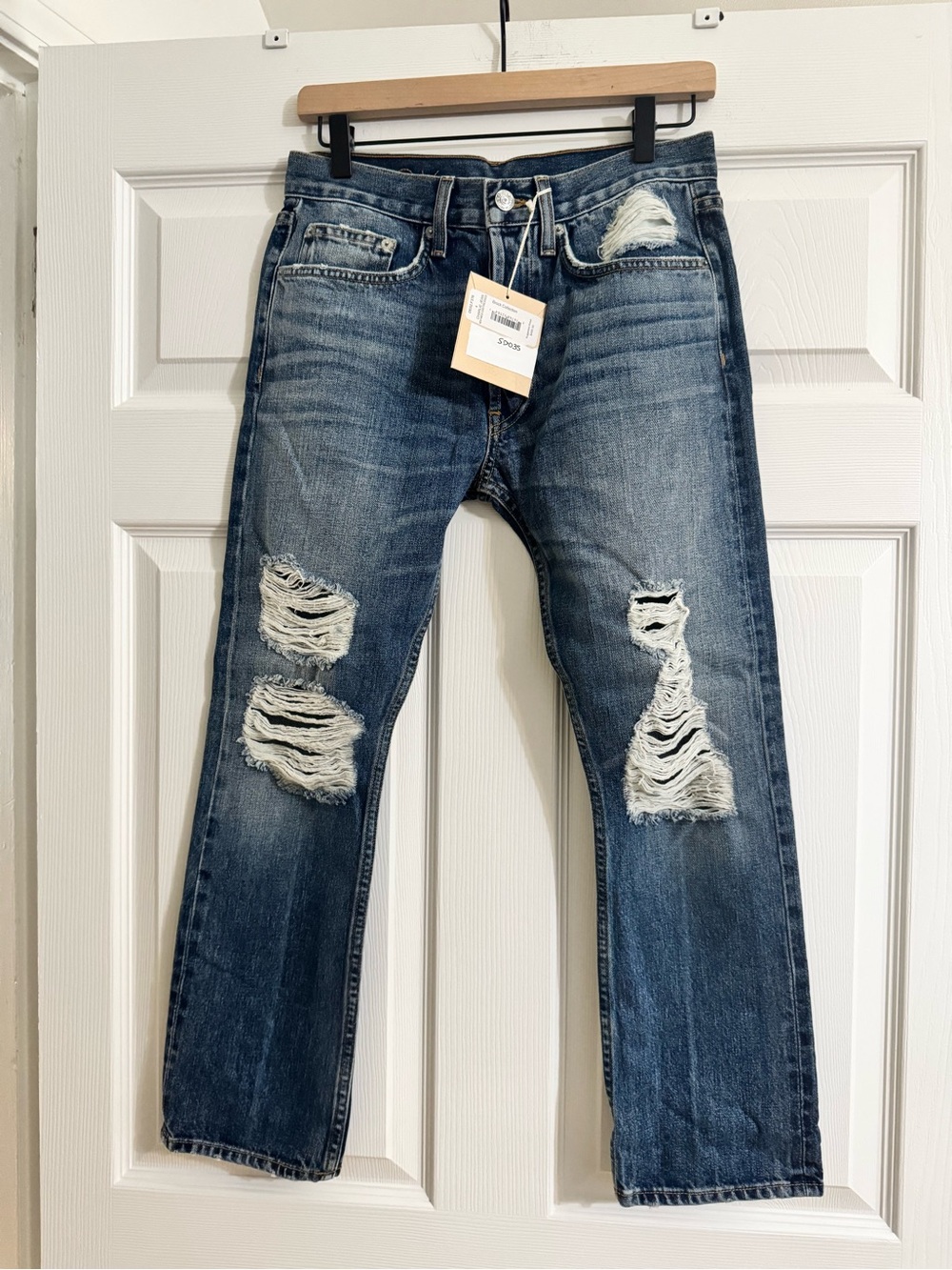 NWT Brock Collection Charlie Distressed Jeans Size 4 $495 Japanese Denim
